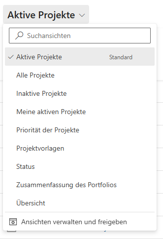 DE-ProjektübersichtAnzeigeoptionenAktiveProjekte