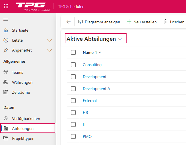 DE-AbteilungenÜbersicht