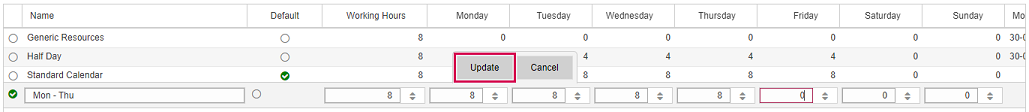 CalendarsTable